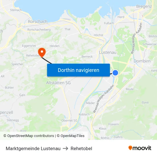 Marktgemeinde Lustenau to Rehetobel map