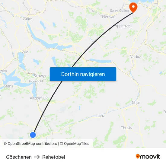 Göschenen to Rehetobel map