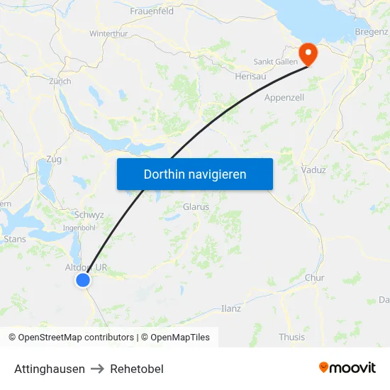 Attinghausen to Rehetobel map