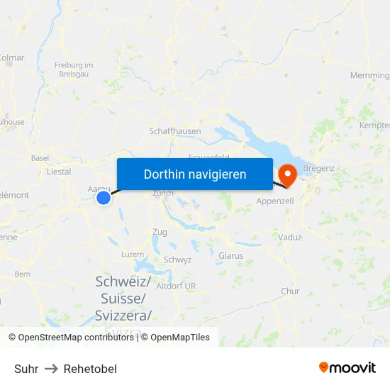 Suhr to Rehetobel map