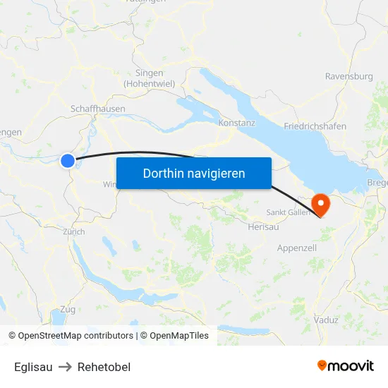 Eglisau to Rehetobel map