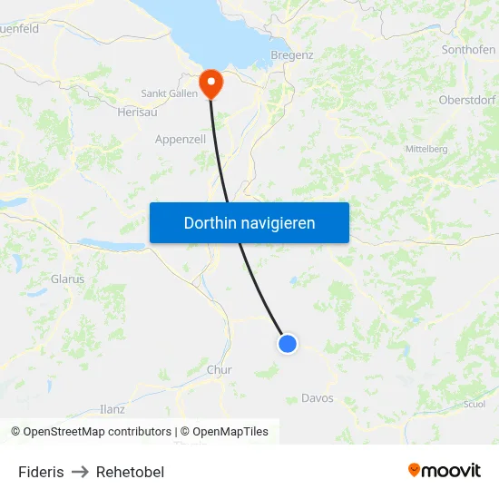 Fideris to Rehetobel map
