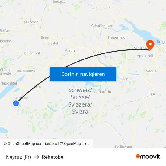 Neyruz (Fr) to Rehetobel map