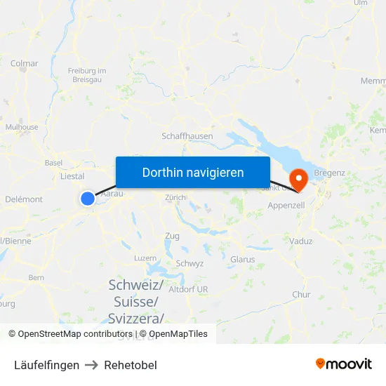 Läufelfingen to Rehetobel map