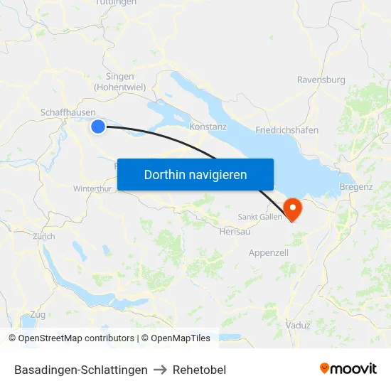 Basadingen-Schlattingen to Rehetobel map