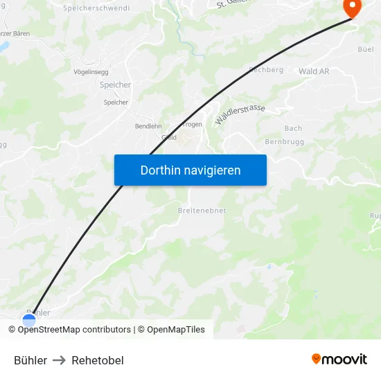 Bühler to Rehetobel map