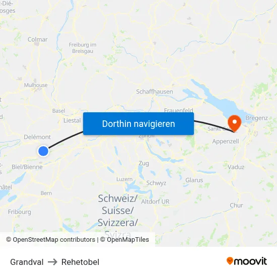 Grandval to Rehetobel map