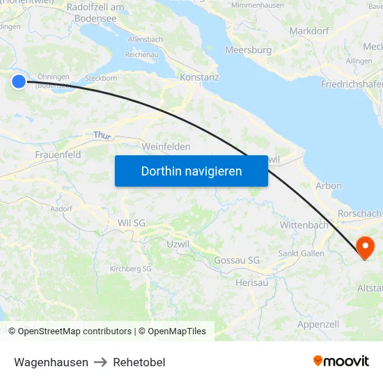 Wagenhausen to Rehetobel map