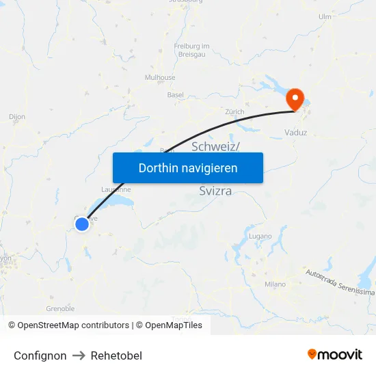 Confignon to Rehetobel map