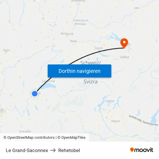 Le Grand-Saconnex to Rehetobel map