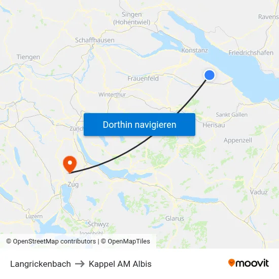 Langrickenbach to Kappel AM Albis map