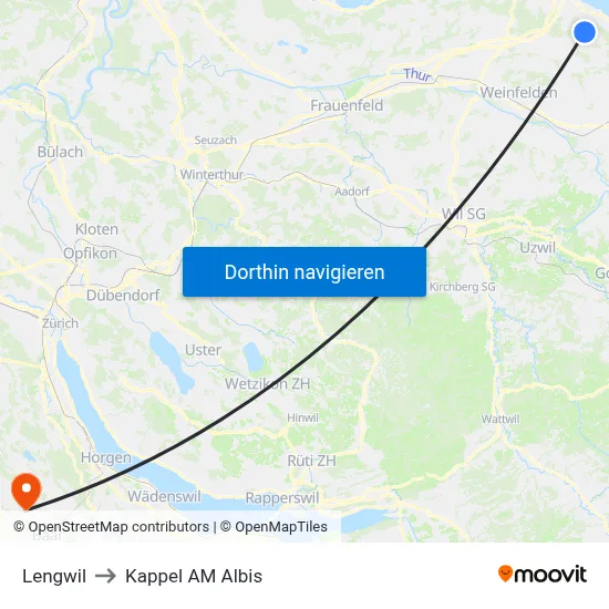 Lengwil to Kappel AM Albis map