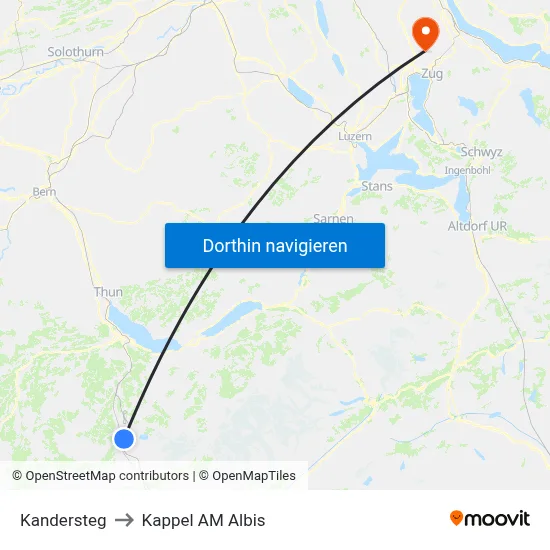 Kandersteg to Kappel AM Albis map
