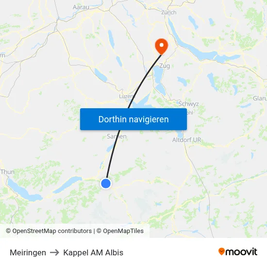 Meiringen to Kappel AM Albis map