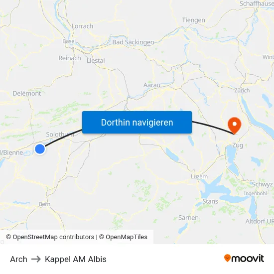Arch to Kappel AM Albis map