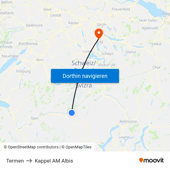 Termen to Kappel AM Albis map