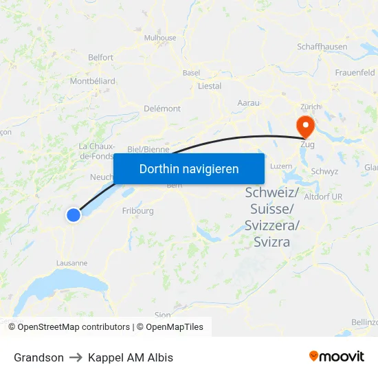 Grandson to Kappel AM Albis map