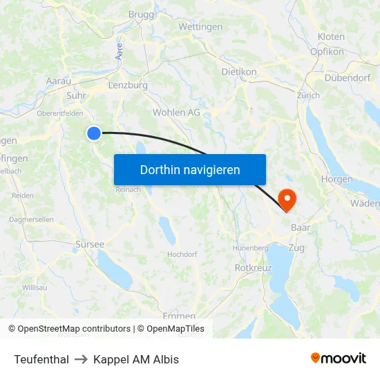 Teufenthal to Kappel AM Albis map