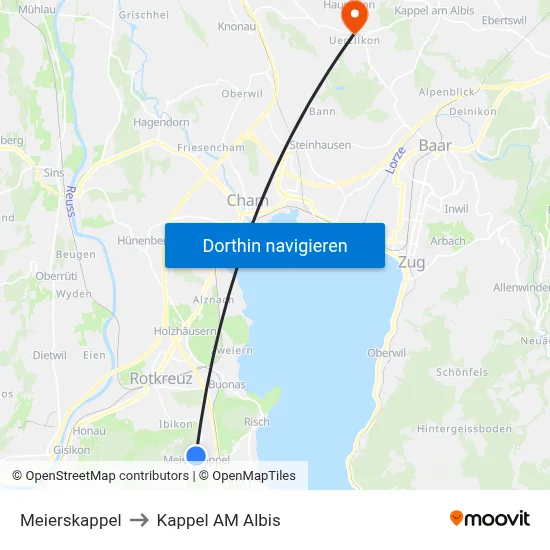 Meierskappel to Kappel AM Albis map
