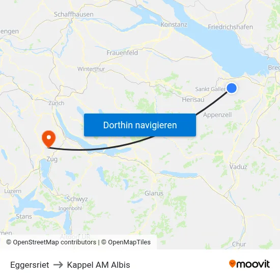 Eggersriet to Kappel AM Albis map