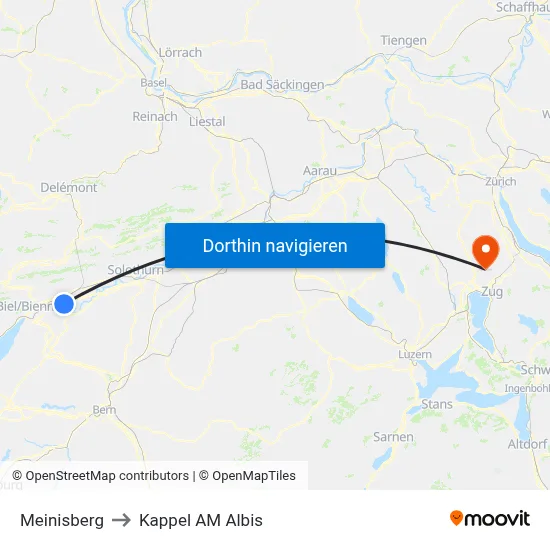 Meinisberg to Kappel AM Albis map