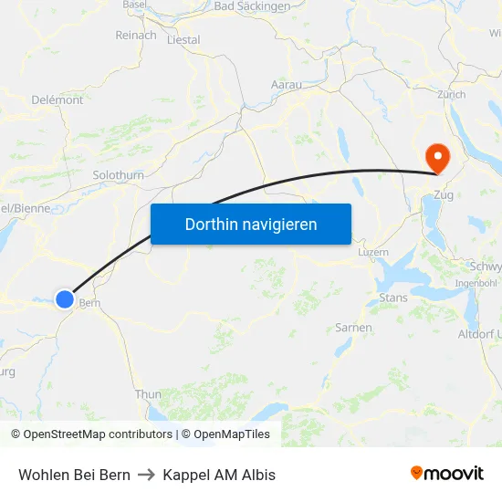 Wohlen Bei Bern to Kappel AM Albis map