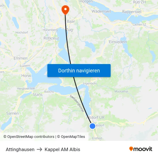 Attinghausen to Kappel AM Albis map