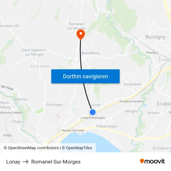 Lonay to Romanel-Sur-Morges map