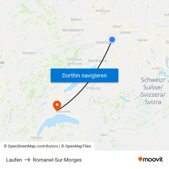 Laufen to Romanel-Sur-Morges map