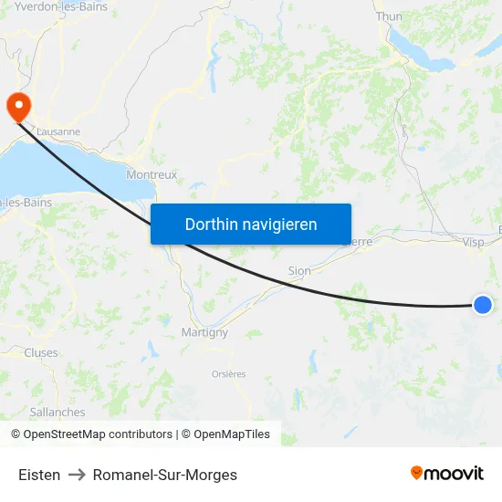 Eisten to Romanel-Sur-Morges map