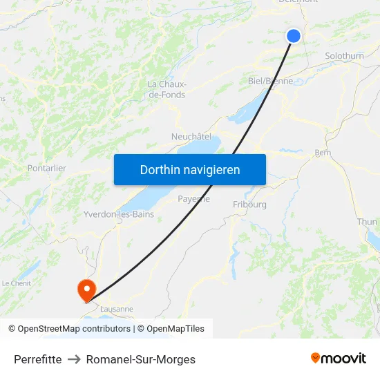 Perrefitte to Romanel-Sur-Morges map