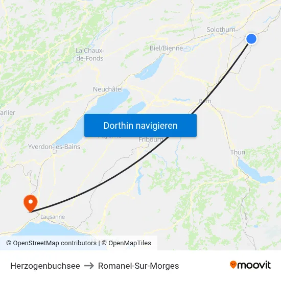 Herzogenbuchsee to Romanel-Sur-Morges map