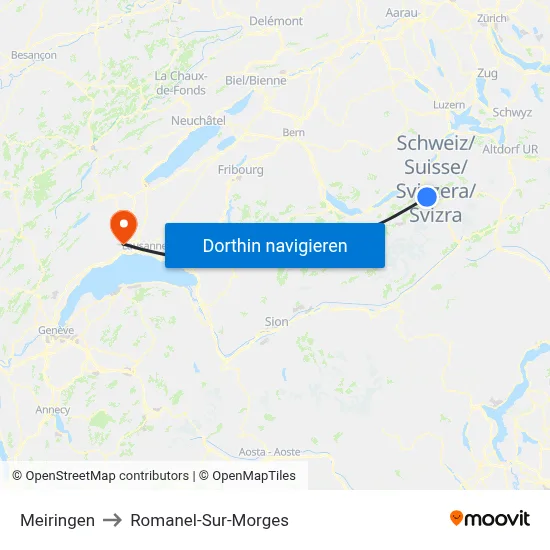 Meiringen to Romanel-Sur-Morges map