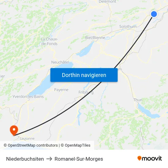 Niederbuchsiten to Romanel-Sur-Morges map
