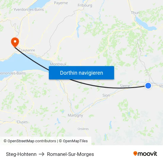 Steg-Hohtenn to Romanel-Sur-Morges map