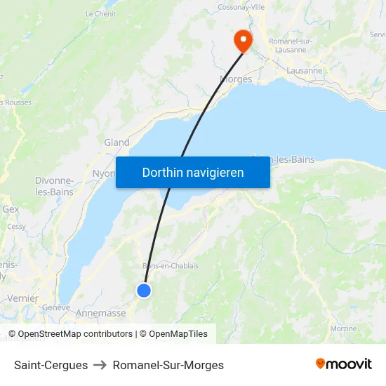 Saint-Cergues to Romanel-Sur-Morges map
