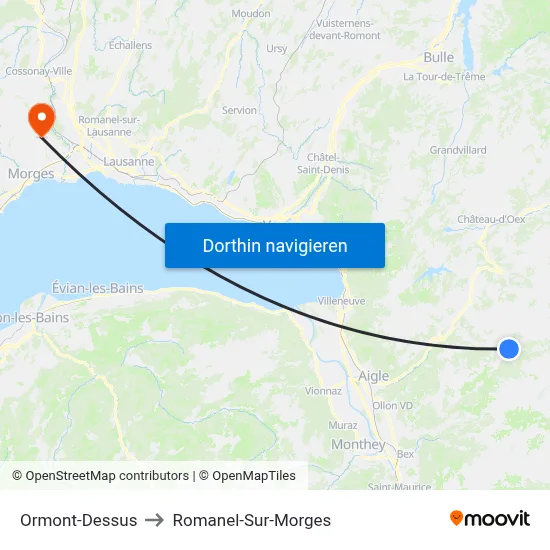 Ormont-Dessus to Romanel-Sur-Morges map