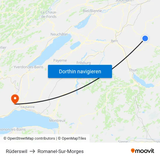 Rüderswil to Romanel-Sur-Morges map