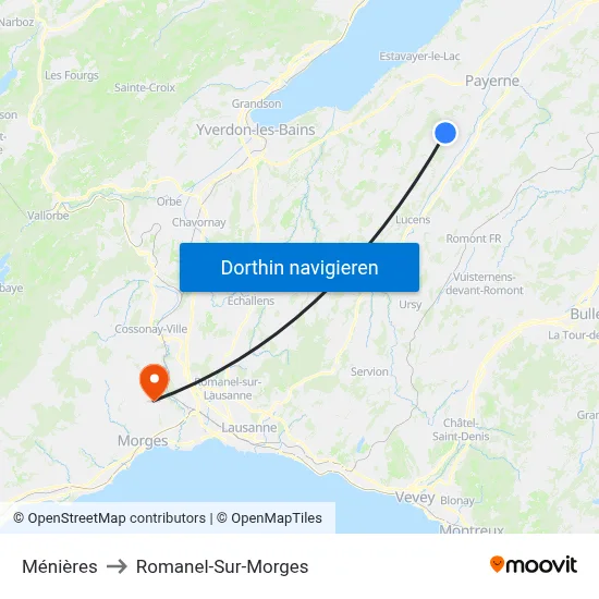 Ménières to Romanel-Sur-Morges map