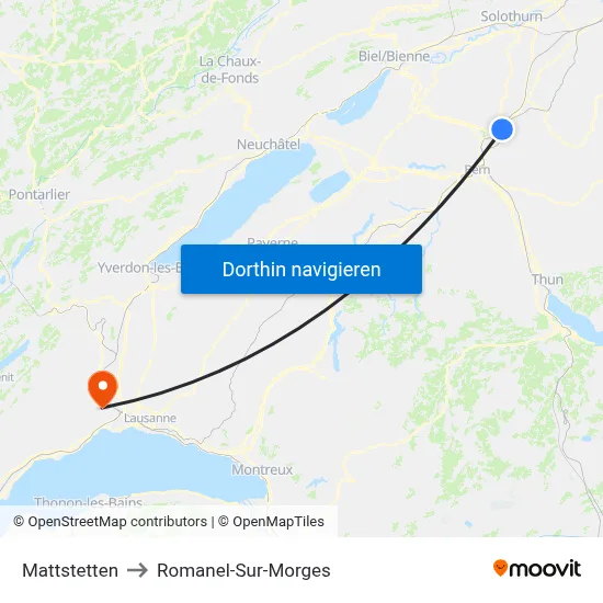 Mattstetten to Romanel-Sur-Morges map