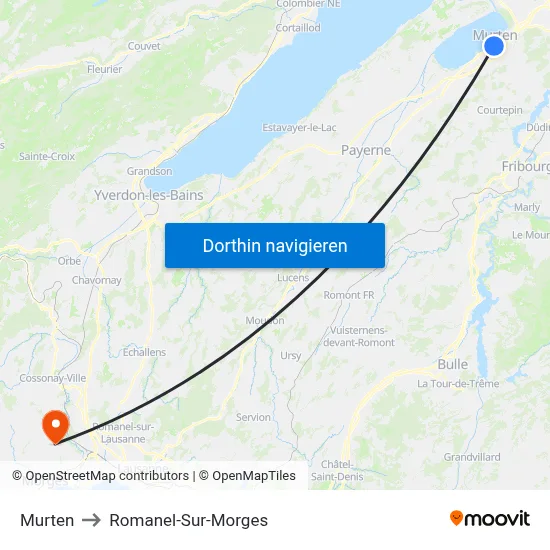 Murten to Romanel-Sur-Morges map