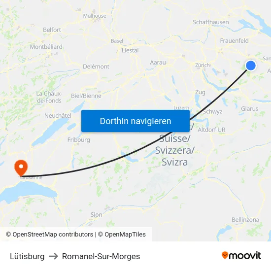 Lütisburg to Romanel-Sur-Morges map