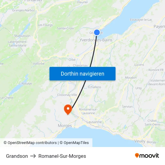 Grandson to Romanel-Sur-Morges map