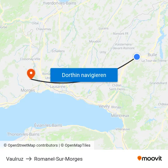 Vaulruz to Romanel-Sur-Morges map