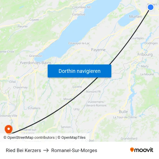 Ried Bei Kerzers to Romanel-Sur-Morges map