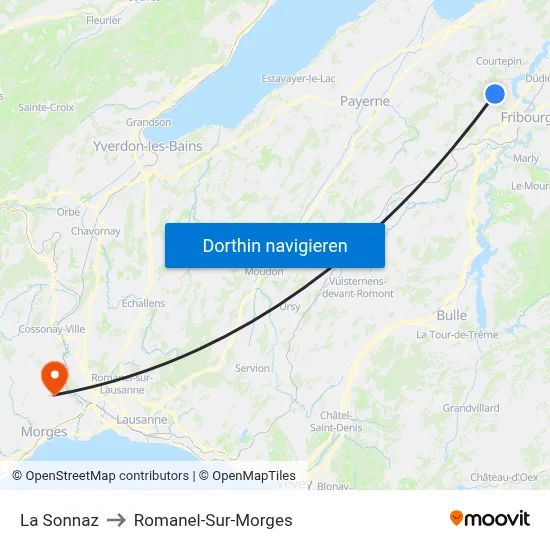 La Sonnaz to Romanel-Sur-Morges map
