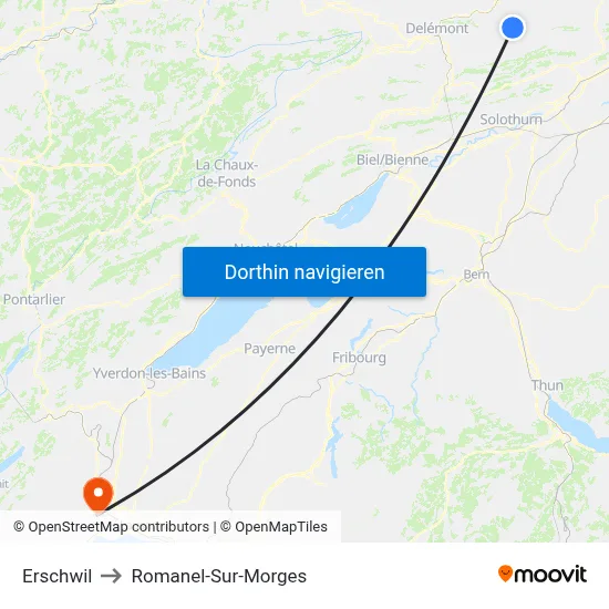 Erschwil to Romanel-Sur-Morges map