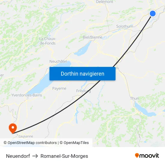 Neuendorf to Romanel-Sur-Morges map