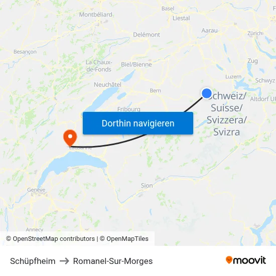 Schüpfheim to Romanel-Sur-Morges map