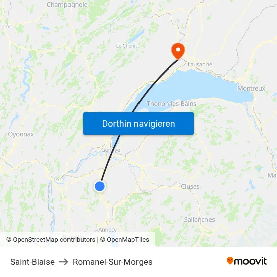 Saint-Blaise to Romanel-Sur-Morges map